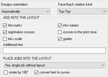 Auto Imposition project layout options