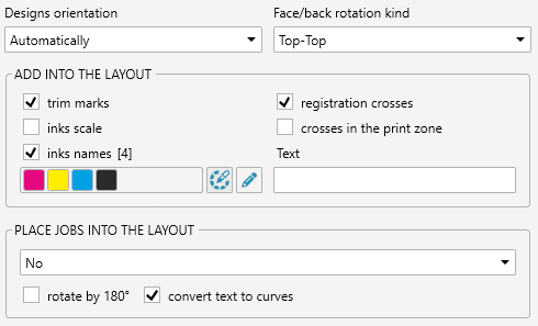 Auto Imposition project layout options