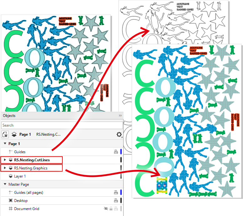 Reproscripts Imposition - cutline and nesting grafics synced in one file