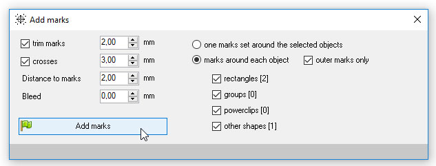 Add trim marks plugin window