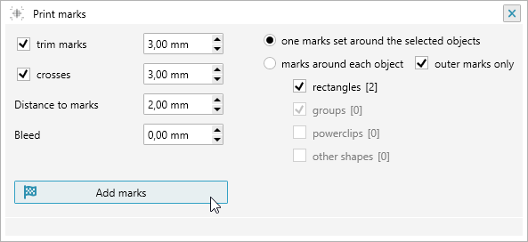 Add print marks plugin window