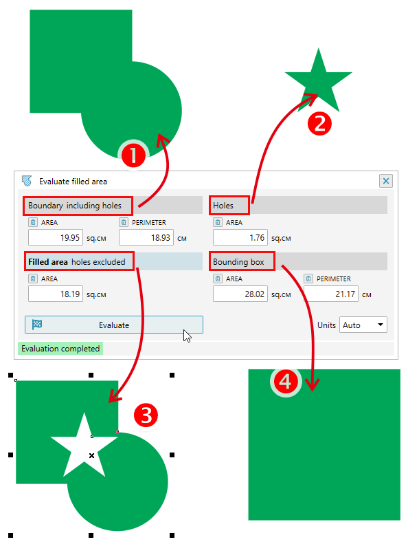 ReproScripts Info Evaluate filled area ~ result of the filled area evaluation