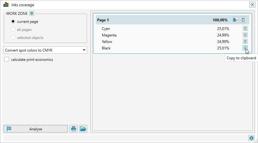 ReproScripts Info Inks coverage ~ ink coverage for the current page