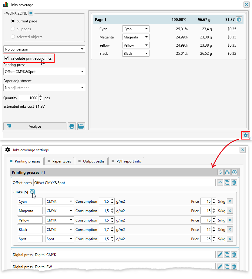 ReproScripts Info Inks coverage ~ print economics and printing press settings