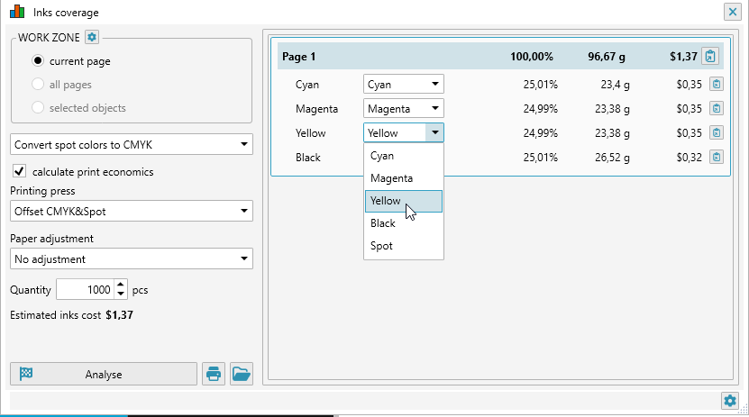 ReproScripts Info Inks coverage ~ mapping document inks to printing press inks