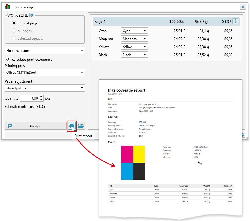 ReproScripts Info Inks coverage ~ generating a PDF ink coverage report