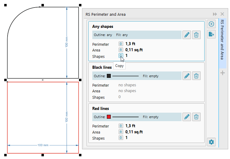 ReproScripts Info Perimeter and area ~ window