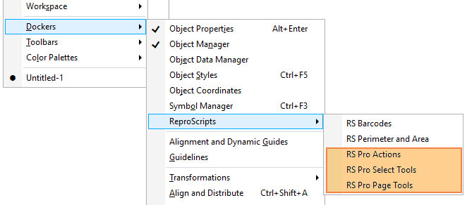 ReproScripts Pro ~ CorelDraw plugins library docker menu