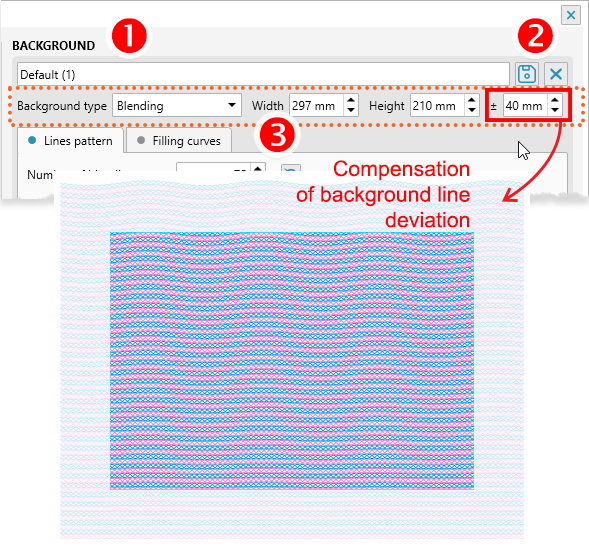 Guilloche background designer editing preset parameters