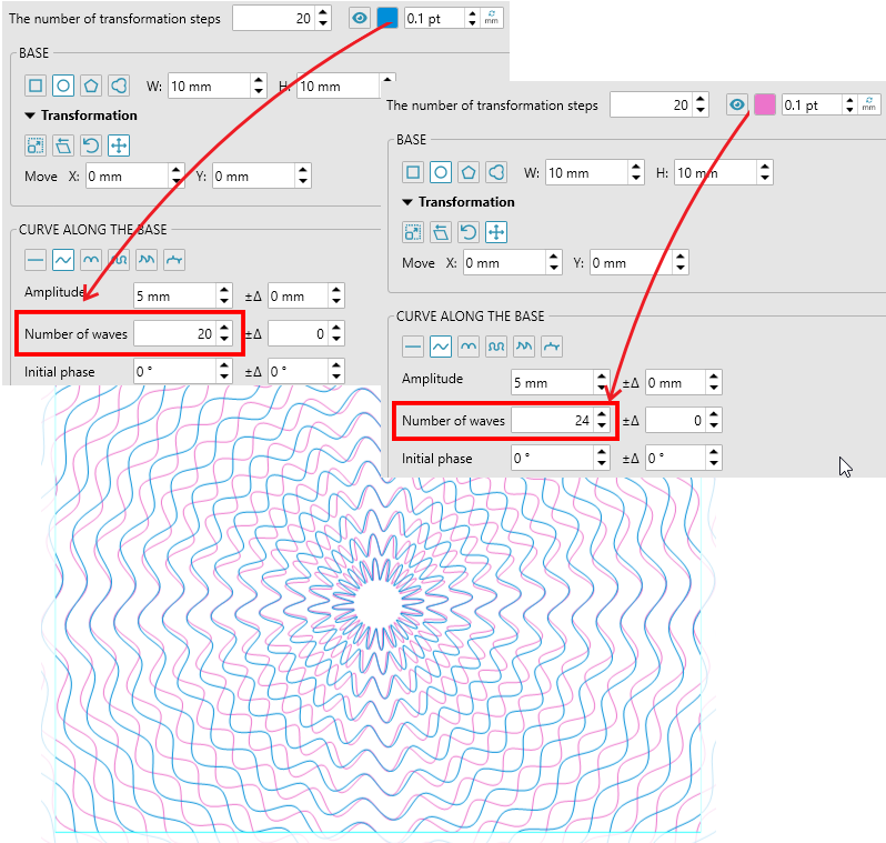 Guilloche background designer circular background with two elements