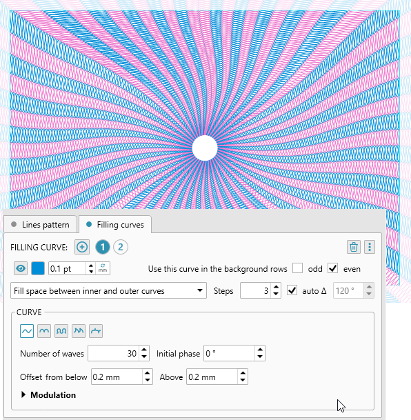 Guilloche background designer radial background with curves
