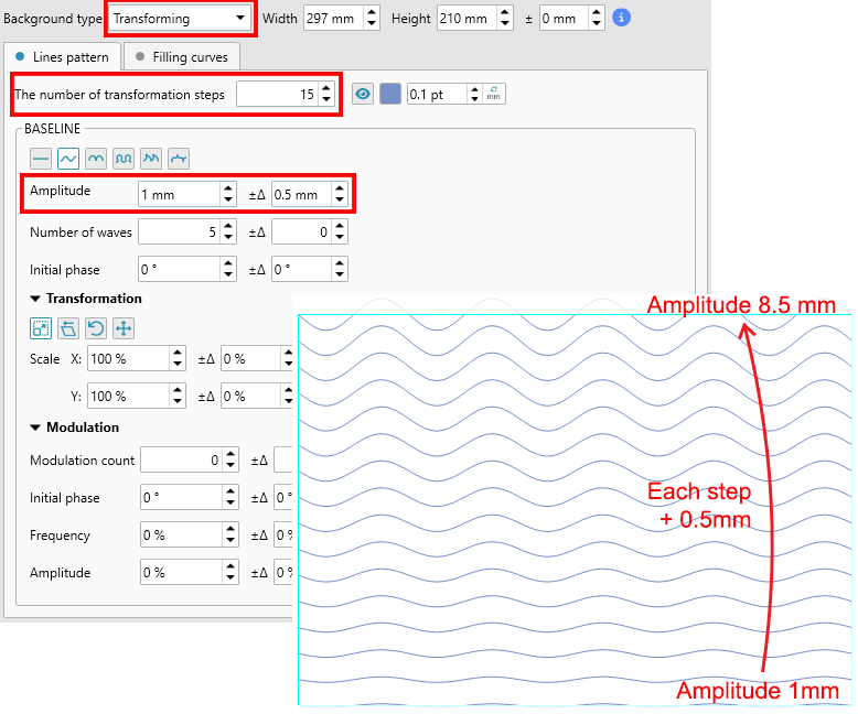 Guilloche background designer transforming background bases