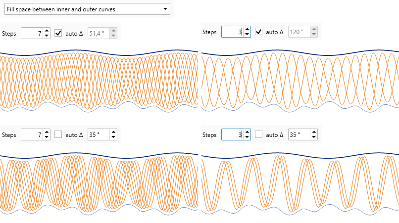 Guilloche border designer inner curves in the fill mode