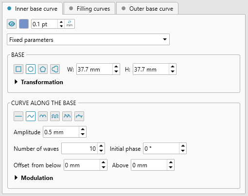 Guilloche rosette designer inner base line with fixed parameters