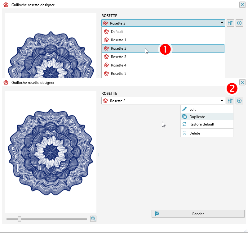 Guilloche rosette designer plugin window