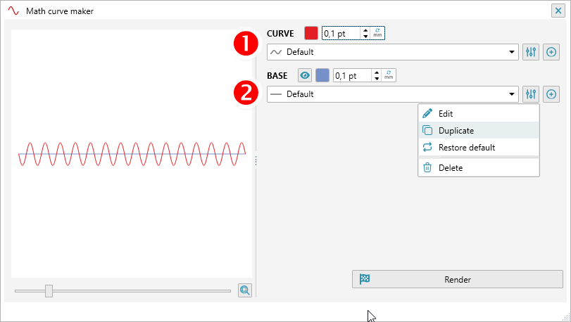 Math curve maker plugin window