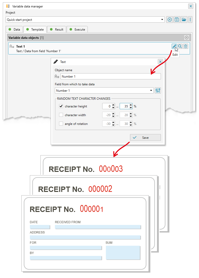 Numbering with variable characters height