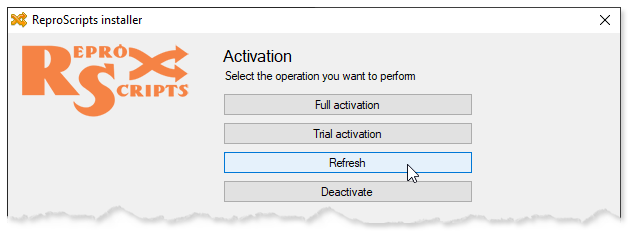 Refreshing activation for ReproScripts plugins