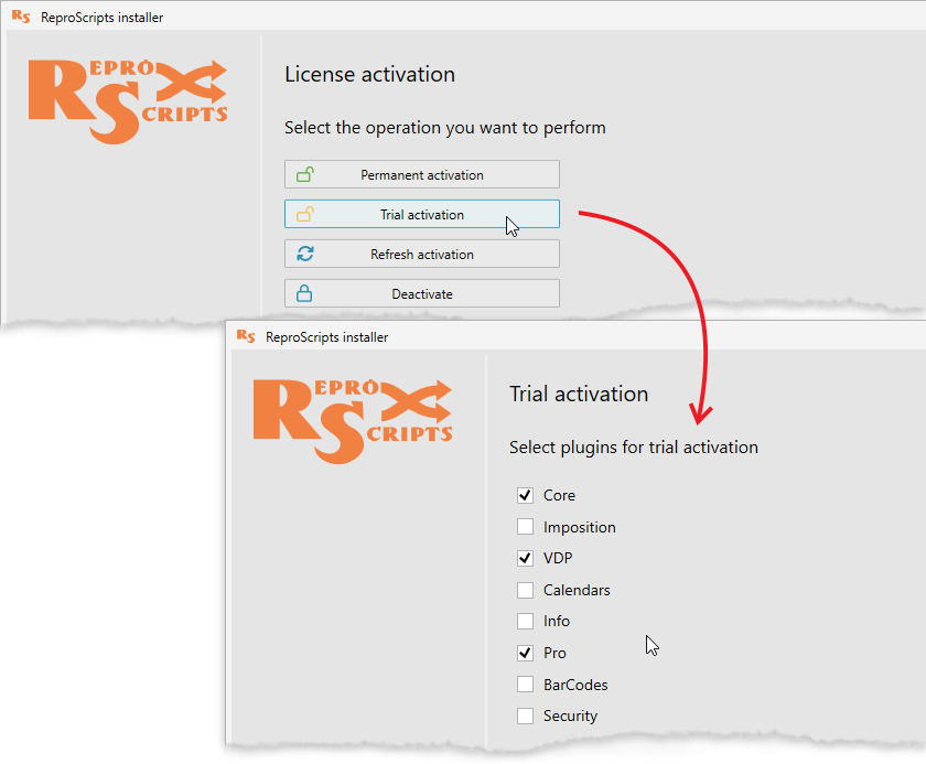 Trial activation for ReproScripts plugins