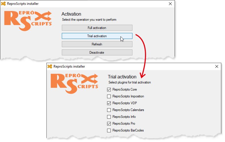 Trial activation for ReproScripts plugins