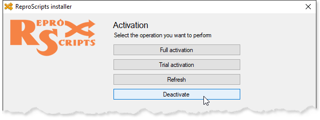 Deactivating license for ReproScripts plugins