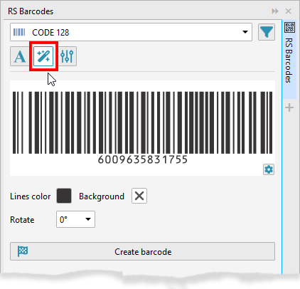 ReproScripts Barcodes Docker ~ Code 128 design tab in the barcodes docker