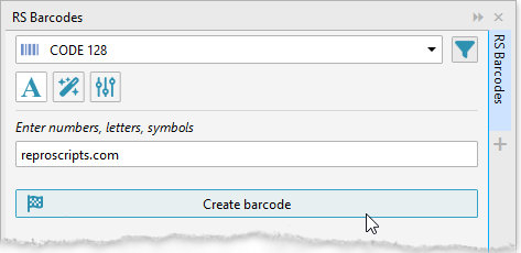 Barcodes docker in CorelDraw UI