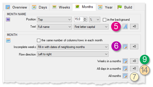Calendar elements - months