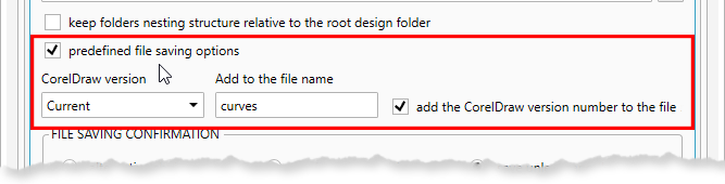 Convert to curves - predefined saving options