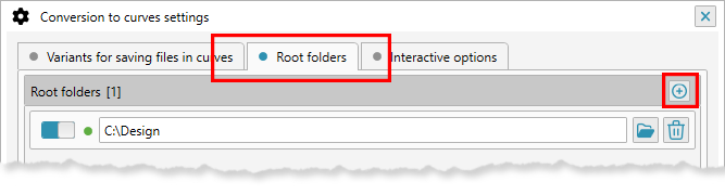 Convert to curves - specifing root folders folder