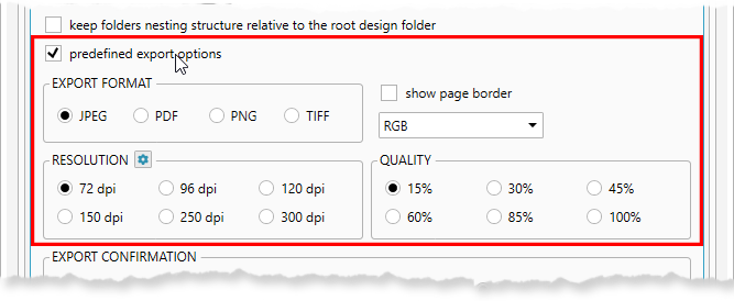 Fast export - predefined image options