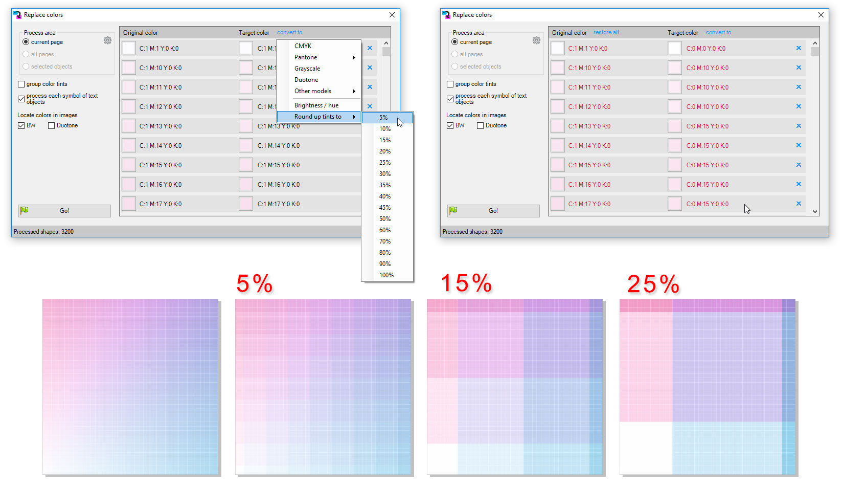 ReproScripts Core Replace colors plugin ~ roundup tints in colors