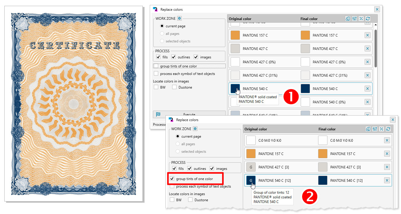 ReproScripts Core Replace colors plugin ~ groupng colors in the list