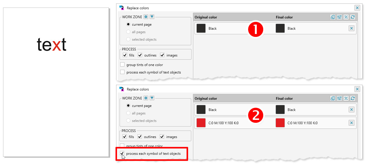 ReproScripts Core Replace colors plugin ~ collecting colors from every symbol in a text shape