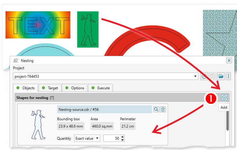 Reproscripts Imposition - selecting source shapes for nesting