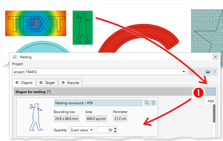 Reproscripts Imposition - selecting source shapes for nesting