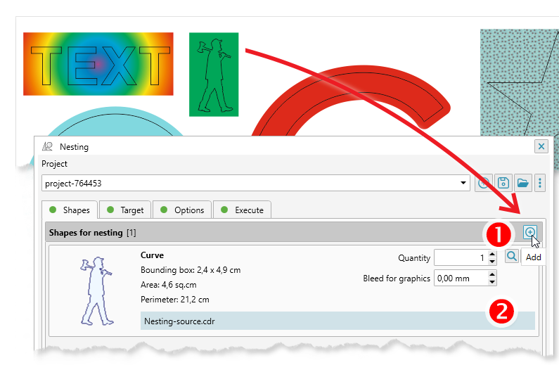 Reproscripts Imposition - selecting source shapes for nesting