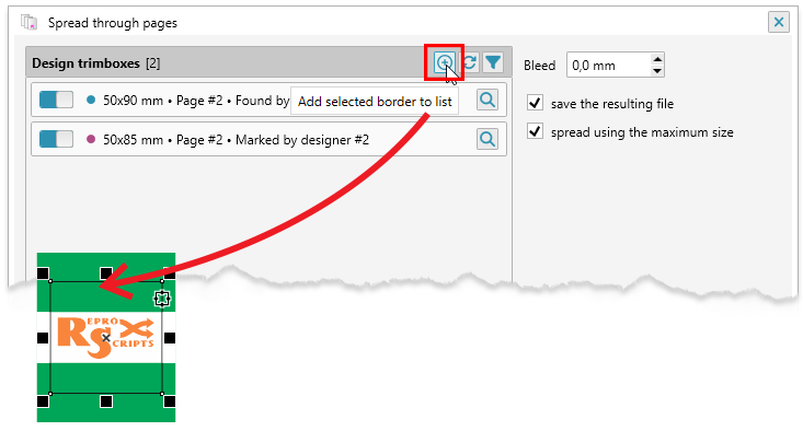 ReproScripts Spread through pages ~ adding a border manually