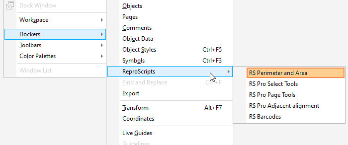 ReproScripts Info ~ CorelDraw plugins library dockers menu