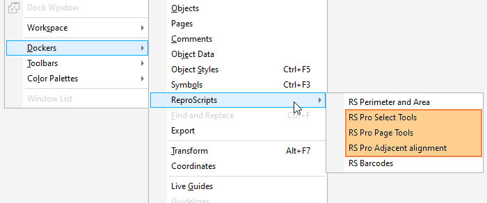ReproScripts Pro ~ CorelDraw plugins library dockers menu