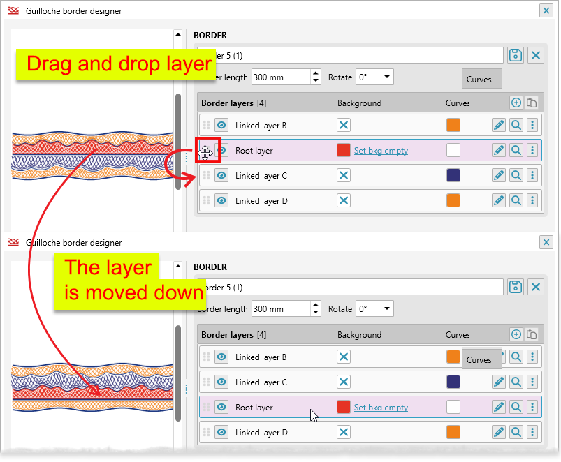 ReproScripts Guilloche border designer plugin ~ moving layers in a border