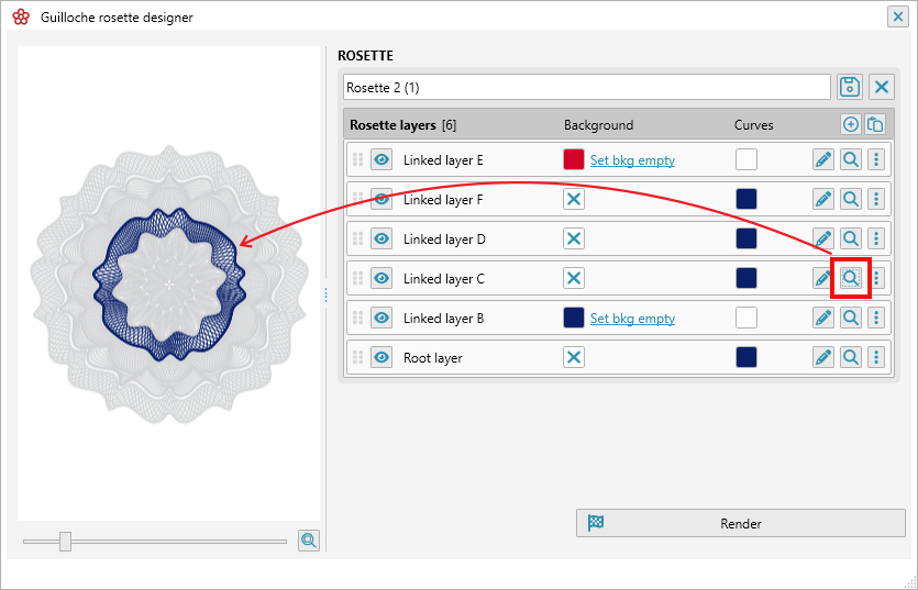 ReproScripts Guilloche rosette designer plugin ~ highlighting layers in a rosette