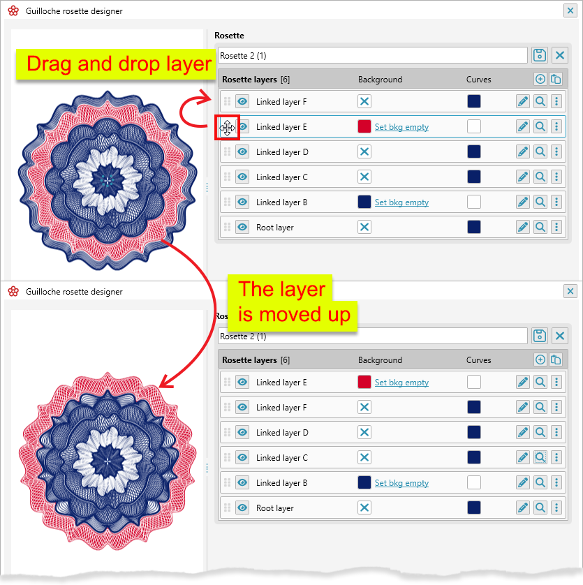 ReproScripts Guilloche rosette designer plugin ~ moving layers in a rosette