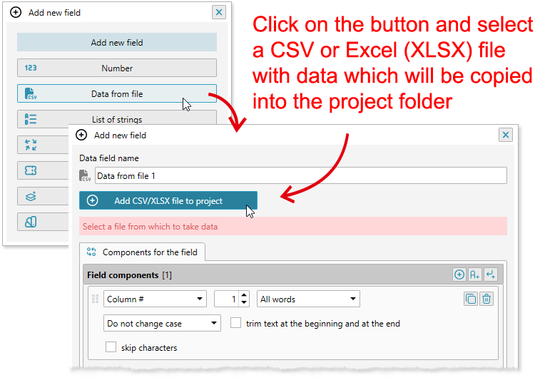 ReproScripts Variable data manager ~ adding data from a CSV/XLSX file into a project