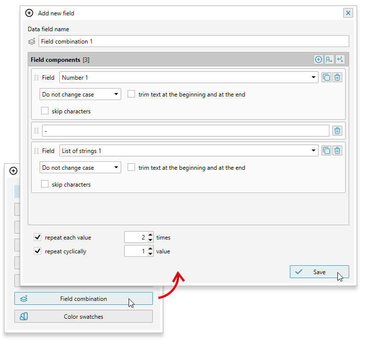 ReproScripts Variable data manager ~ combine fields into a single value