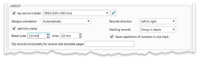 ReproScripts Variable data manager ~ output imposition options