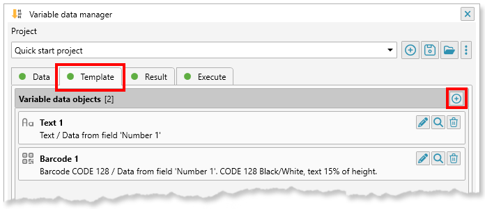 ReproScripts Variable data manager ~ adding template objects